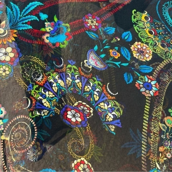 Chicos Sheer Silk Shirt 2 Womens Medium Paisley Floral Top, Swim Cover Up Tunic - Picture 10 of 16